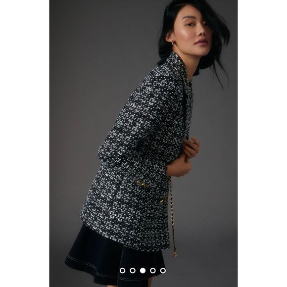 Anthropologie x Maeve Double-Breasted Tweed Jacket Size L - Picture 4 of 11
